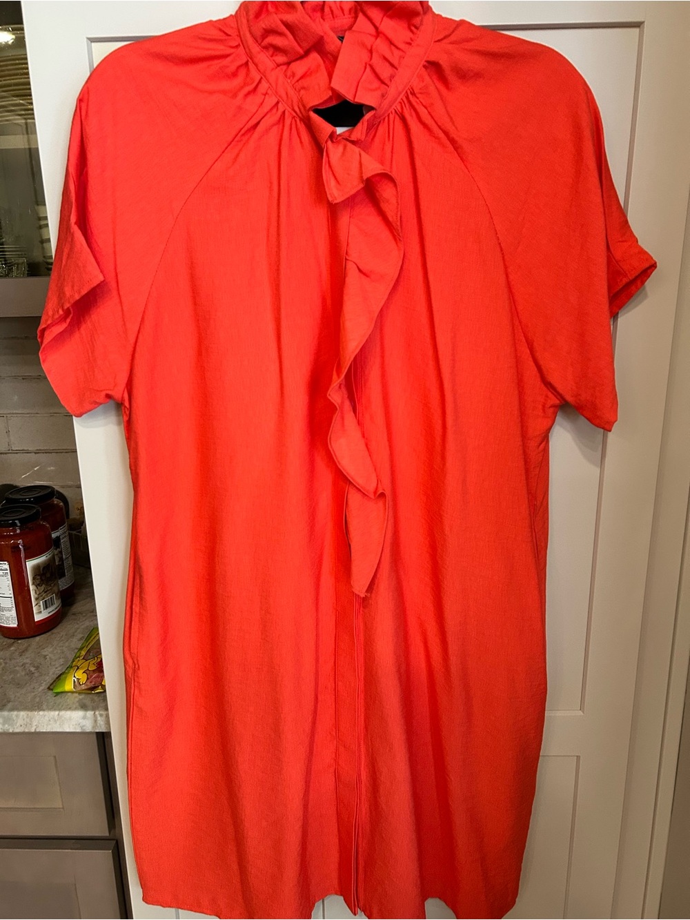 Women's Red Ruffle-Neck Dress